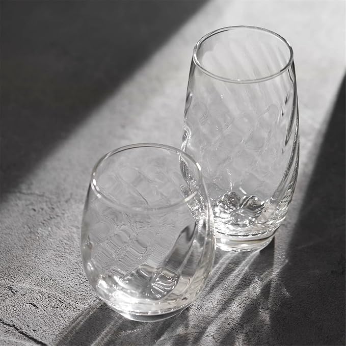 Glass Tumblers Textured Stemless Crystal Drinking Glasses Kitchen Glassware(Large) - Image 4