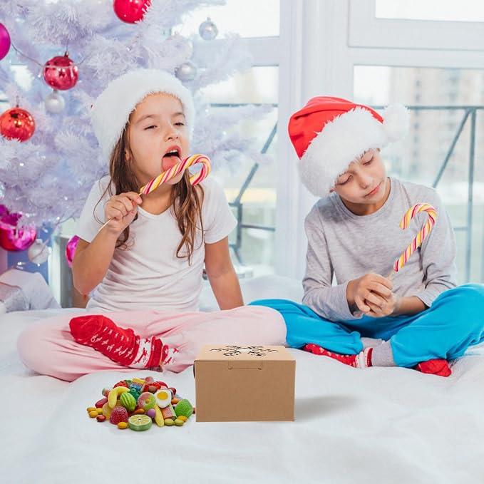 GARVALON 25pcs Kraft Paper Dessert Packing Boxes with Window, Lightweight and Sturdy Christmas Gift Boxes for Biscuits and Puddings, for Festival Decorating and Party Decorations - Image 4