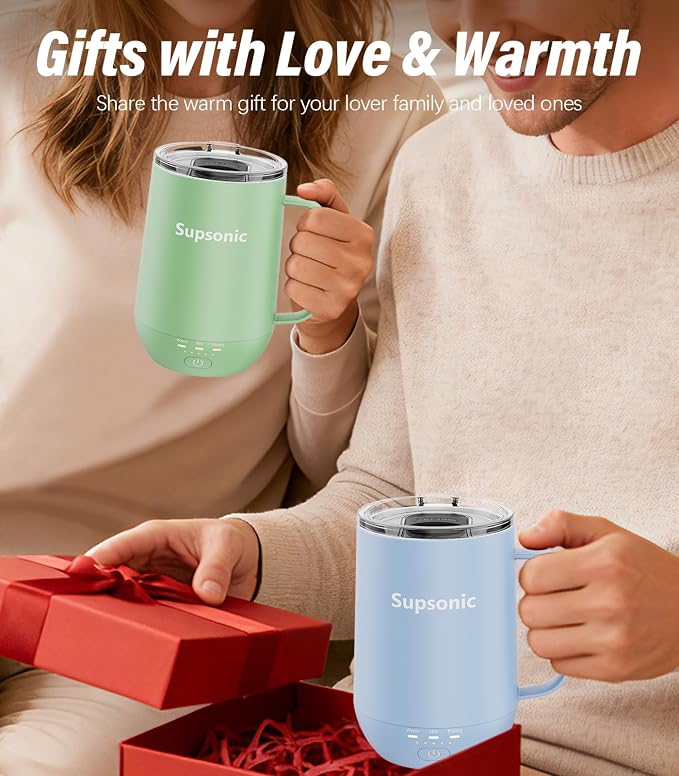 Supsonic - 16oz Self Heating Coffee Mug, Smart Heated Coffee Mug Faster Direct-Contact Heating Up to 149°F, Coffee Mug Warmer Set with Auto Shut-Off - Gifts for Men Women | S2 - Image 5