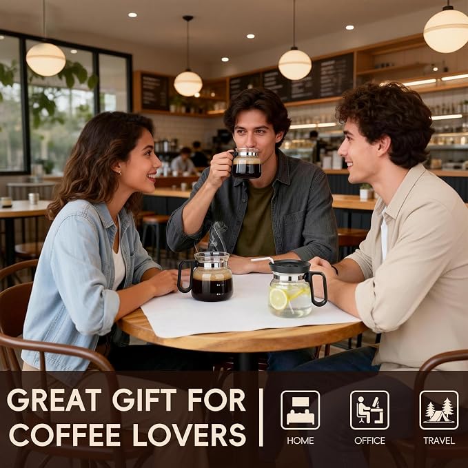 16 Oz Coffee Pot Mug,Mini Coffee Pot Cup,with Spill Proof Lid Heatproof Glass Mug Large Capacity ideal Gift for Coffee Lovers (1pcs) - Image 6