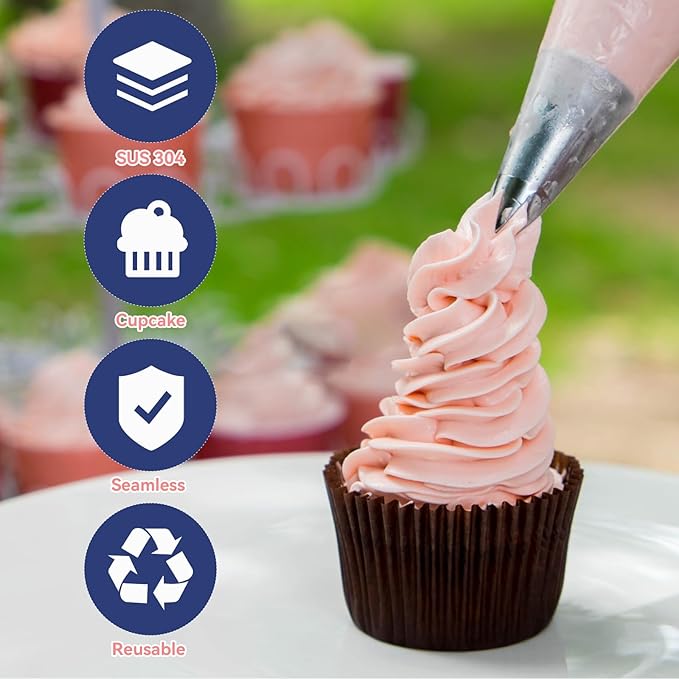 5pcs Cake Piping Tips, Cake Decorating Supplies Piping Tips, Piping Nozzles Decorating Tips, Baking Tools For Buttercream, Icing, Birthday Cake, Cupcake, DIY Art(6B, 2A, 1M, 2D, 2F)