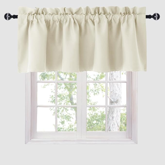 Hiasan Valance Curtains for Kitchen Blackout Thermal Insulated Solid Window Curtain Valance, Light Beige, 60 x 18 Inches, 1 Panel - Image 6