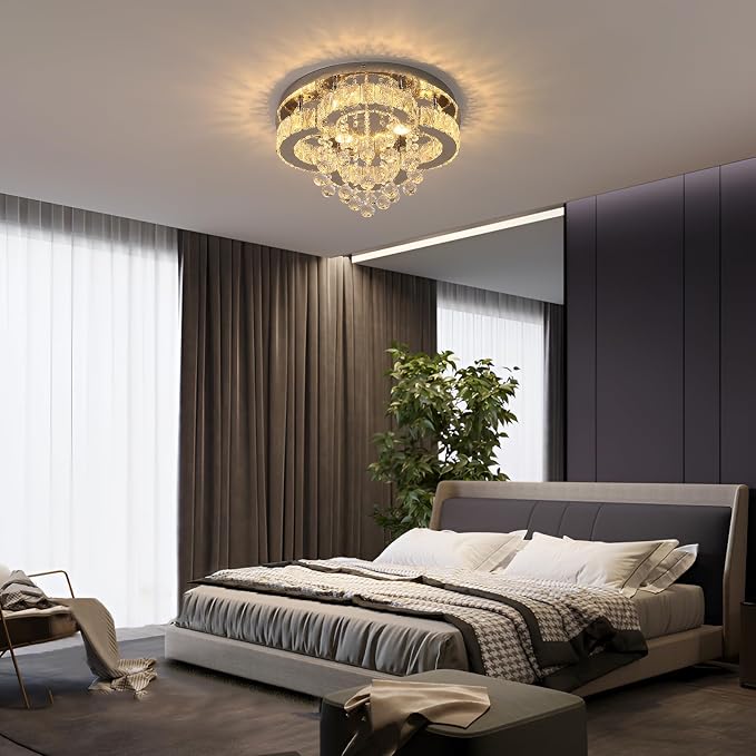 Crystal LED Ceiling Light Chandelier, Modern Flush Mount Lighting Fixture Ceiling Lamp for Living Room, Dining Room, Bedroom, Kitchen Island, Entryway - Image 8