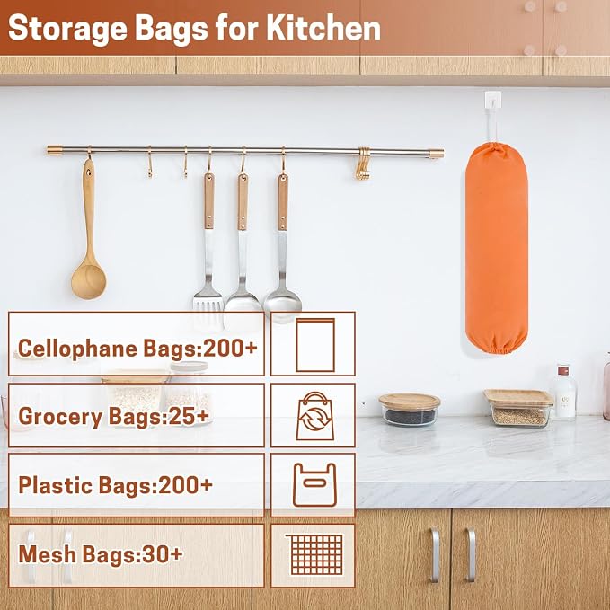 SWISSELITE 2Pcs Plastic Bag Holder, Reusable Plastic Bag Organizer | Wall Mount, Large Grocery Bag Storage Dispenser, 22x9 IN - Image 4