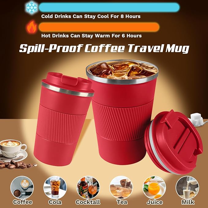 Vacuum Insulated Stainless Steel Travel Coffee Mug,Leak Proof Cup with Lid | 304 stainless steel mug with vacuum insulation, leak proof lid, silicone grip and car cup holder friendly design - Image 2