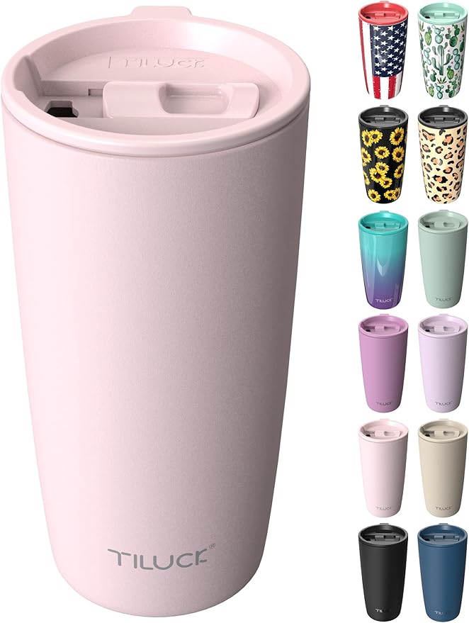 TILUCK 20 oz Insulated Coffee Tumbler with BPA-Free Lid | Travel Coffee Mug, Dishwasher Safe, Cup Holder Friendly, Double-Wall Vacuum Insulation for Hot & Cold Drinks, Matte LightPink by TILUCKBringsGoodLuck