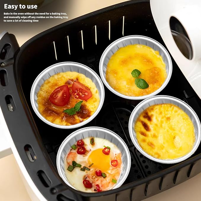 4th of July 50Pcs Mini Aluminum Foil Cupcake,5oz Baking Cups with Lids | Blue Mini Cake Pans,Oven Safe,Loaf Pans with Lids,Disposable Ramekins,Tin Cups Containers for Cupcake,Pudding,Cheesecake - Image 5