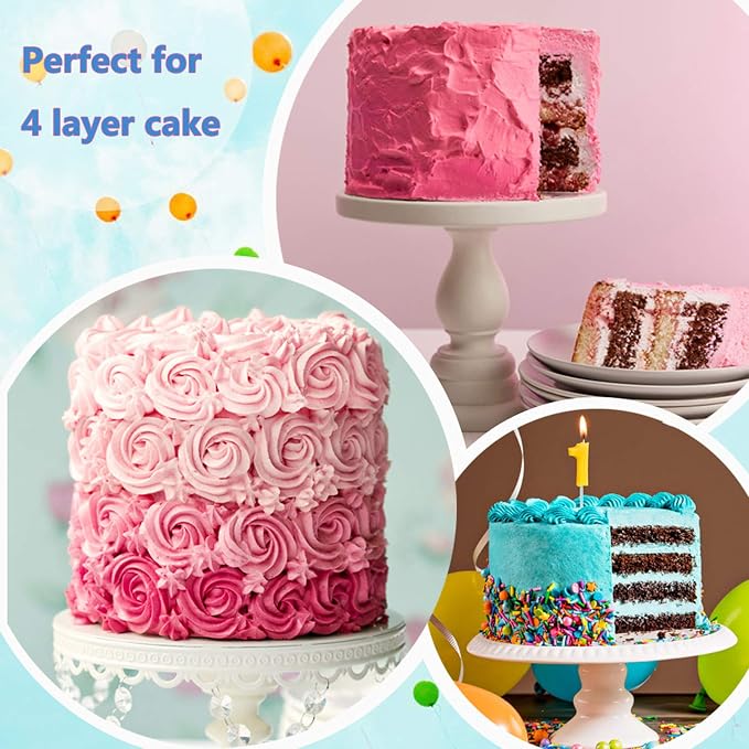 E-far 8 Inch Cake Pan Set of 4, Stainless Steel Round Layer Cake Baking Pans, Non-Toxic & Healthy, Mirror Finish & Dishwasher Safe - Image 7