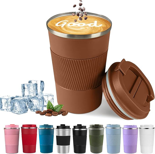 Insulated Travel Coffee Mug, Stainless Steel Coffee Cup with Leakproof Lid | Double-wall insulation keeps drinks hot or cold for hours, with a leakproof lid and portable stainless steel design by YINBAOGE