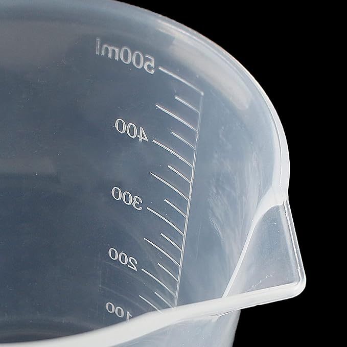 Waziaqoc 500ml/17.1oz Plastic Graduated Beaker (1 Pack), Transparent PP Measuring Cup Mixing Cup for Kitchen Lab