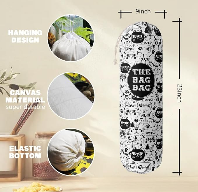 Grocery Bags Holder Organizer - Wall Mount Plastic Bags Storage Container Dispensers, Pet Lovers Home Kitchen Essentials - Image 3