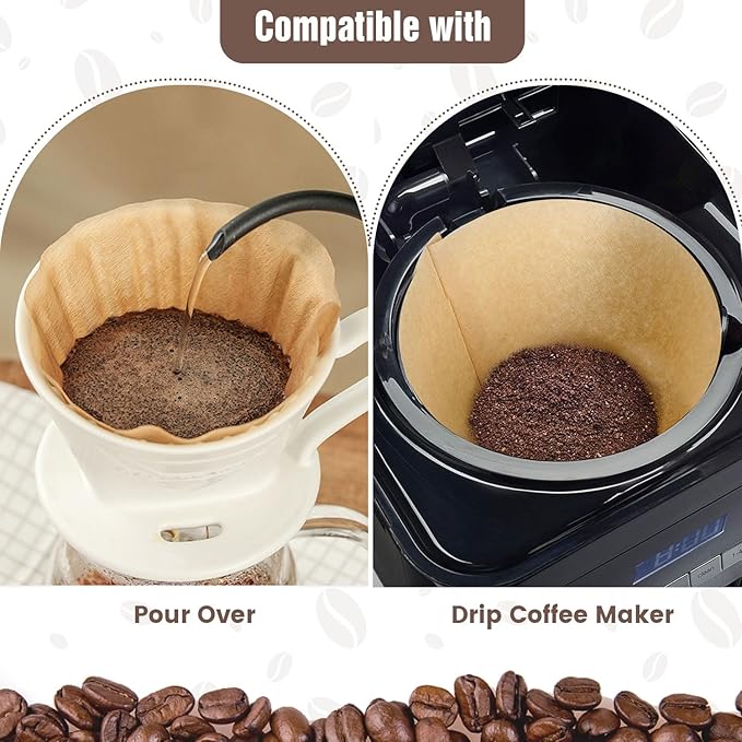 600 Count Cone Coffee Filters #4, Unbleached 04 Coffee Filters 8-12 Cup, Disposable Natural Paper Filters, No.4 Cone Filters For Ninja, Pour Over and Drip Coffee Maker