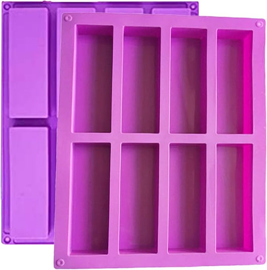 Silicone Bar Molds, 2PCS 8-Cavity Rectangle Chocolate Mold, Non-stick Silicone Baking Mold, DIY Candy Bar for Muffin Cornbread Cheesecake Pudding Cake and Soap.