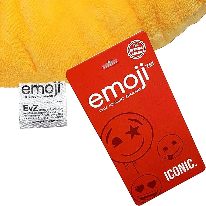 EvZ Official Certified Relaxed Emoji Pillow - 32cm Large Soft Plush Peaceful Smiling Face Emoticon Cushion - Cozy Decorative Stuffed Toy for Sleeping, Spa Decor & Stress Relief (Yellow) - Image 3