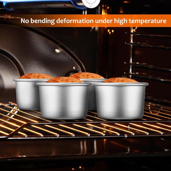 2Inch Cake Pan Set of 4, Nonstick Stainless Steel Smash Cake Pans, Round Mini Cake Pans Tin Small Size for Baking Muffin Fondant Cheesecake Mold Healthy Dishwasher Safe - Image 5