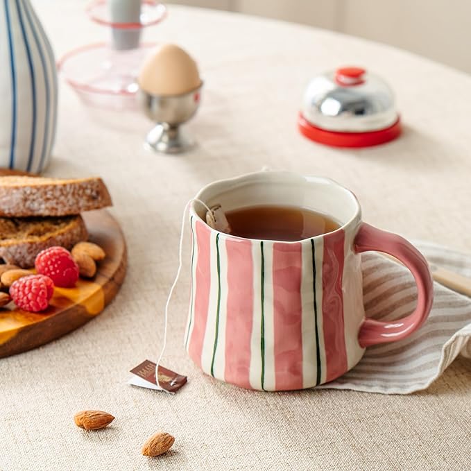 Stripe Ceramic Coffee Mugs, 12oz Vibrant Striped Red Design Cute Mugs, Dishwasher & Microwave Safe Cups for Coffee, Tea, and Cocoa, Perfect for Daily Brews tea or coffee - Image 3