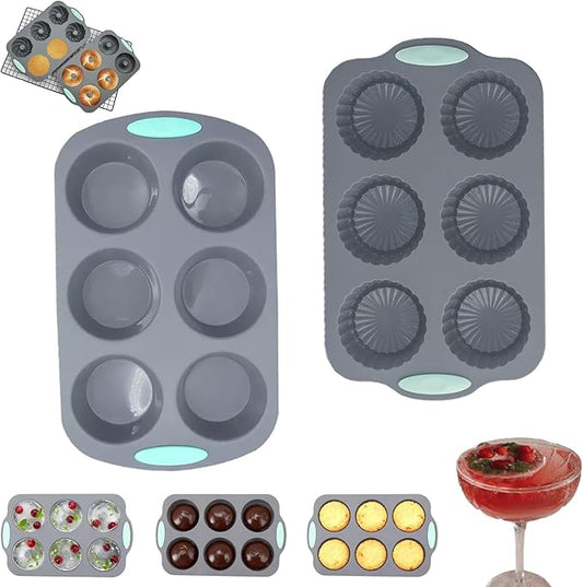 Christmas Wreath Ice Mold Silicone Tray - 6 Hole DIY Holiday Baking Pan for Festive Drinks, Chocolate Making - Easy Release & Clean, Cold & Heat-Resistant Reusable for DIY Crafts, Desserts (Style14)