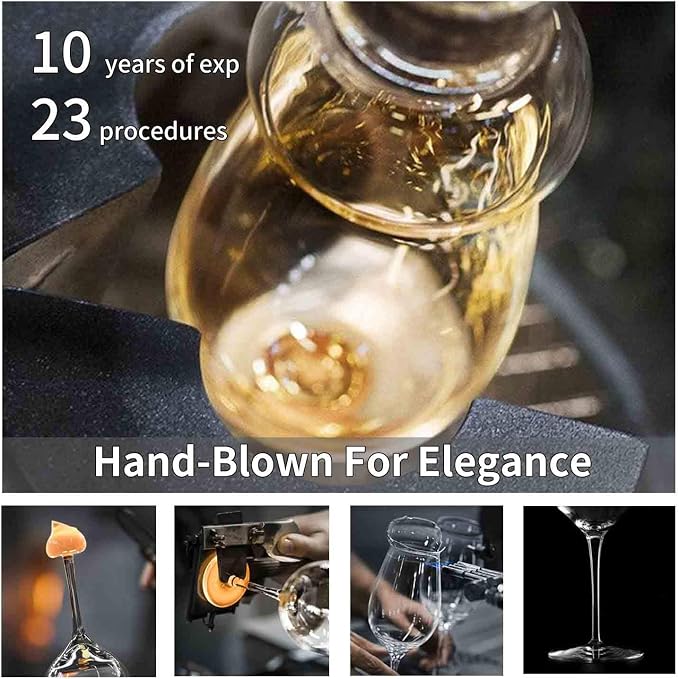 JBHO Hand Blown Italian Style Crystal Burgundy Wine Glasses - Lead-Free Premium Crystal Clear Glass - Set of 2-21 Ounce - Gift-Box for any Occasion - Image 8