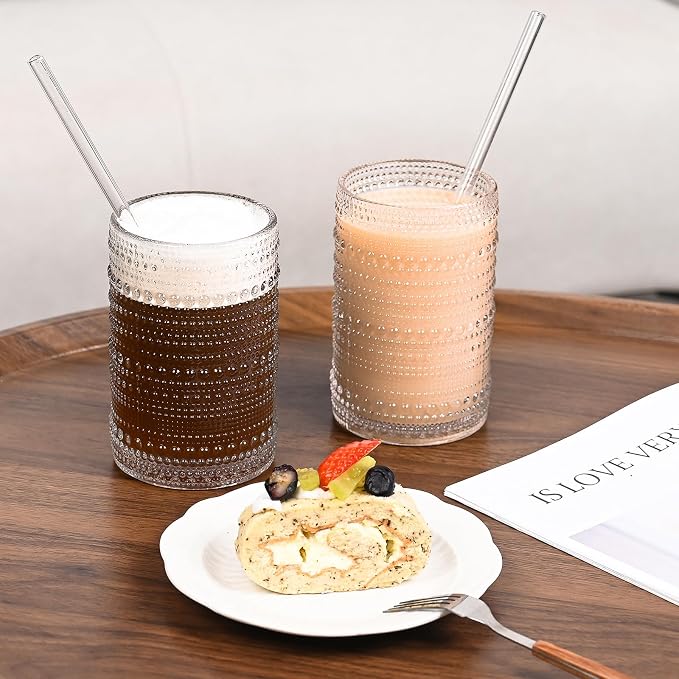 Amyoole Hobnail Drinking Glasses Set of 6,15oz Bar Tumbler Glassware | Clear, Vintage Glassware Embossed Water Tumbler, Cocktail Glass and Kitchen Glass Cups, For Beer, Whiskey, Juice, Milk - Image 5
