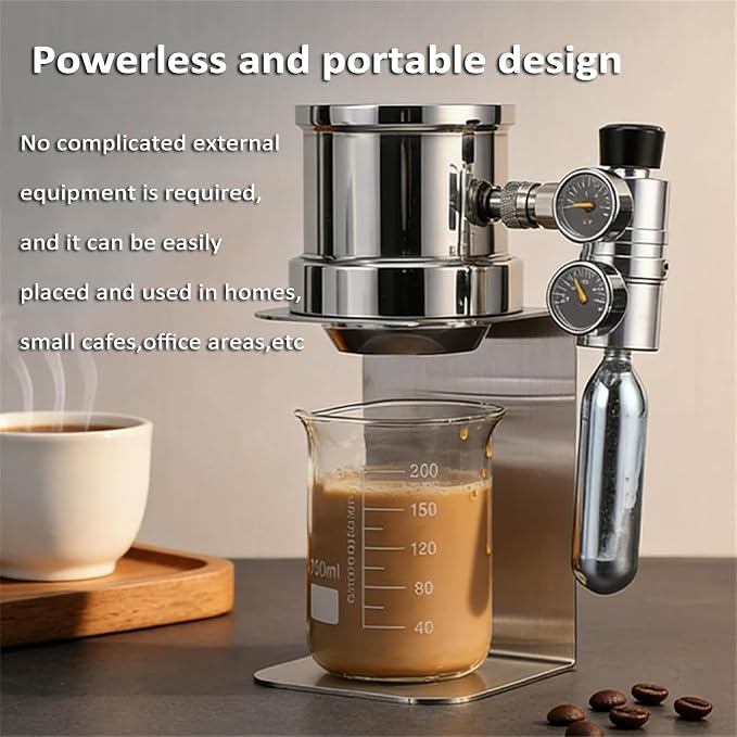 Pneumatic Coffee Machine, Portable Manual Air Pressure Coffee Maker,Working Pressure: 1-20 Bar, For Home Travel Camping (Stainless) - Image 3