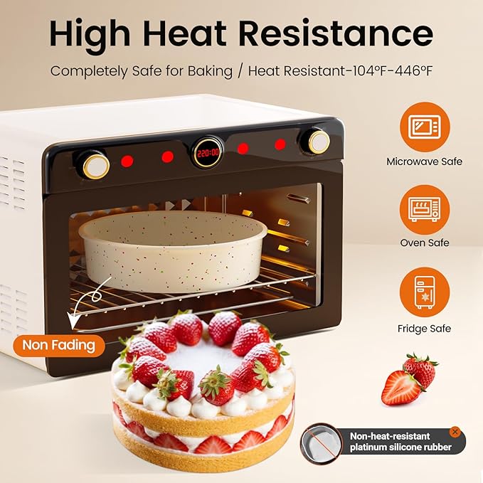 SJ 10 Inch Silicone Round Cake Pan with Metal Reinforced Frame 1Pack, Nonstick Silicone Cake Mold for Baking Suitable for Making Layers, Cheese & Chocolate Cakes