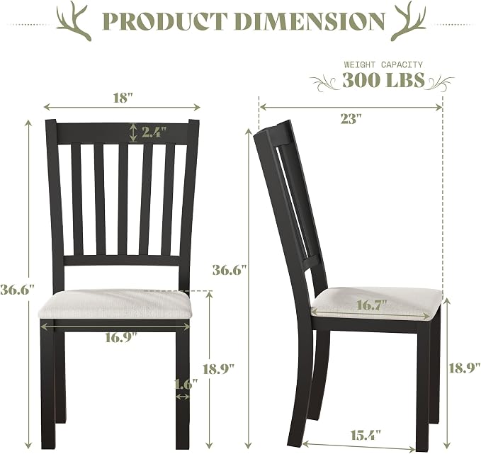 AMERLIFE Set of 8 Farmhouse Upholstered Dining Chairs with Wood Legs, Grey | Curved Backrests, Padded Upholstery, Solid Wood Legs, Kitchen Dining Chairs, Farmhouse Style - Image 2