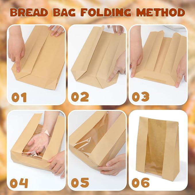 1000 Packs Paper Bread Bags for Homemade, Sourdough Bread Bags with Clear Window Includes Label Seal 1000 Pcs Stickers, Bakery Packaging Storage for Cookies Snack (13.7x8.2x3.5 inch) - Image 8