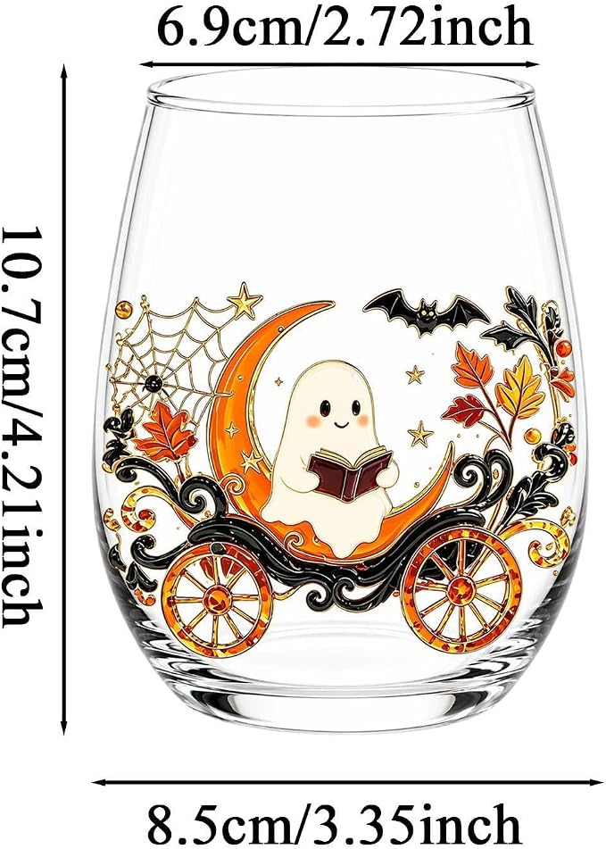 Glass Pumpkin Mugs 400ml Stemless Ghost Pumpkin Wine Glass Mugs | Aesthetic Halloween Glassware for Coffee Tea Juice Soda Water Beverage Holiday Autumn Thanksgiving Home - Image 5