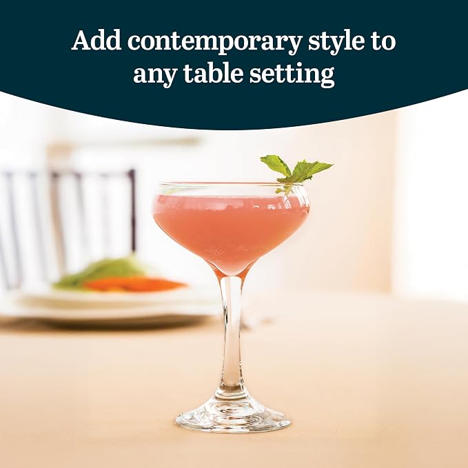Libbey 3055 Perception Cocktail Coupe Glasses Set of 12, Elegant, Curvaceous Coupe Martini Glasses, 8.5 Oz Stemmed Champagne Coupe for Beverages - Image 2
