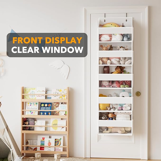 SpaceAid 2 Pack Over The Door Organizer with 5 Large Pockets and 10 Mesh Side Pockets, 5 Layers Door Organizer Hanging with Clear Window for Bedroom, Bathroom, Pantry and Nursery, White - Image 5