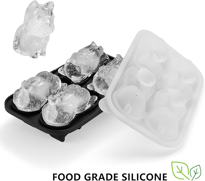 French Bulldog Ice Cube Mold, 4 Hole Fun Shapes Large Frenchie Bull Dog Ice Cube Tray for Whiskey,Cocktail,Bourbon, Cute Novelty French Bulldog Gifts for Decor, BPA Free