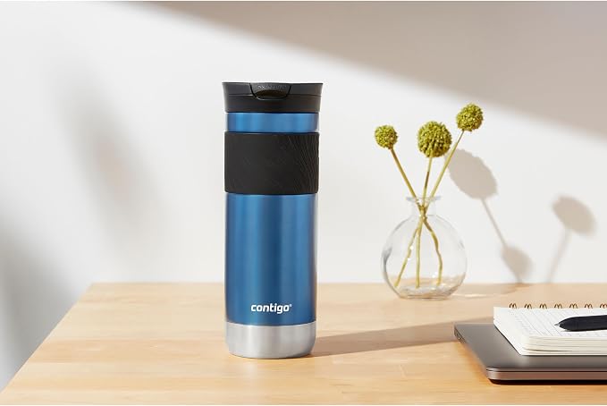 Contigo SNAPSEAL Insulated Stainless Steel Travel Mug with Grip 20oz. Blue Corn Transparent Satin & Midnight Berry - Image 5