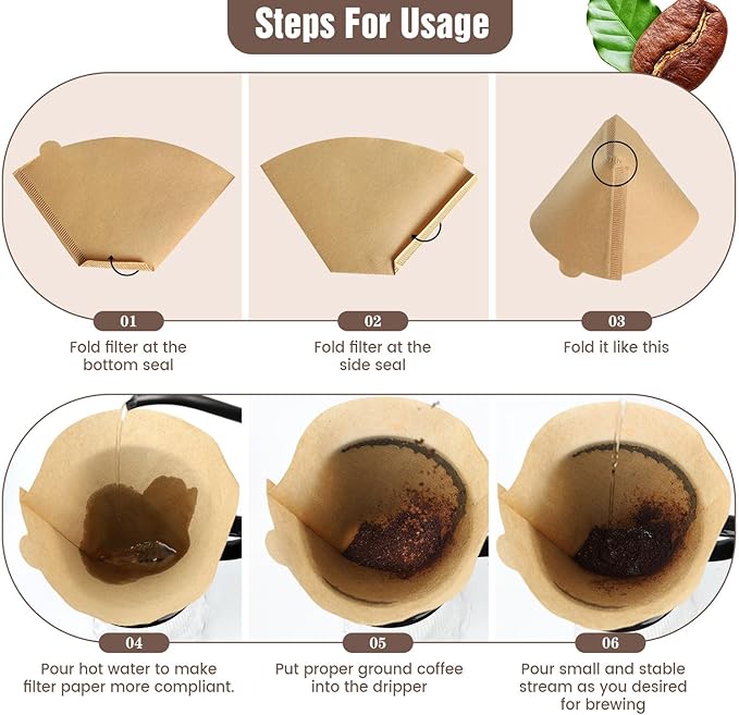 300 Count Cone Coffee Filters #4, Unbleached 04 Coffee Filters 8-12 Cup, Disposable Natural Paper Filters, No.4 Cone Filters For Ninja, Pour Over and Drip Coffee Maker