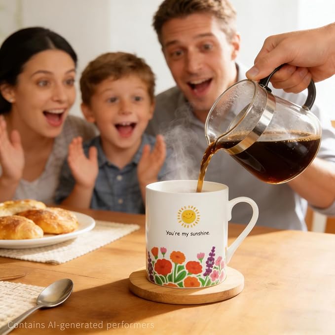 Lovfit Garden Color Changing 12oz Ceramic Coffee Mug | Heat Sensitive You are My Sunshine Cup, Sunflower Birthday Gift for Women Friends Family, Home Office Use - Image 5