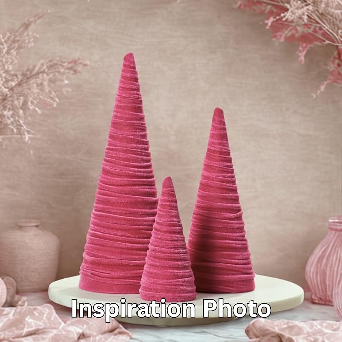 Your Heart's Content Hot Pink Velvet Trees Set of 3, Modern Artisan Mantel Accent, Coquette Room Decor, Romantic Aesthetic, Valentine Tabletop Tree, Cozy Gift for, Teen Girl Room (Hot Pink) - Image 5