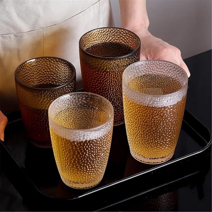 drinking glassware Stackable Heat-resistant Water Cup for Juice Beer(Brown,Small) - Image 5