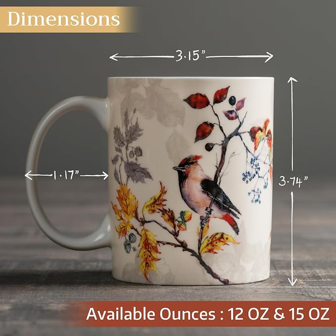 Maison d' Hermine Coffee Mug with Handles Tea Cups (12 Ounce, Pack of 1) | Fine Bone China Coffee Mugs for Hot Beverages Cappuccino Latte Home Restaurant Spring Summer -Equinoxe - Beige - Sparrows - Image 4