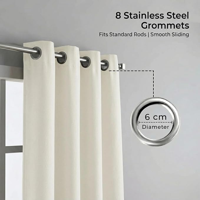 Urban Villa Cotton Grommet Curtains 52x96 (2 Panels) White - Image 4