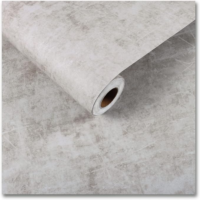 CRE8TIVE Concrete Contact Paper Large Size 24"x354" Taupe Grey Peel and Stick Cement Wallpaper Waterproof Oil Proof Vinyl Roll Extra Thick Durable Removable Paper Roll for Countertop Cabinet Decor by CRE8TIVE