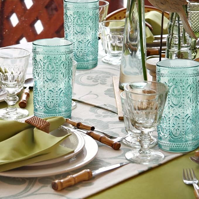 Darlion Green Glassware, Vintage Drinking Glasses, 12oz Highball Glasses | Lead-Free Glass, Food Grade Glass, Durable&Sturdy, Vintage Decoration - Image 9
