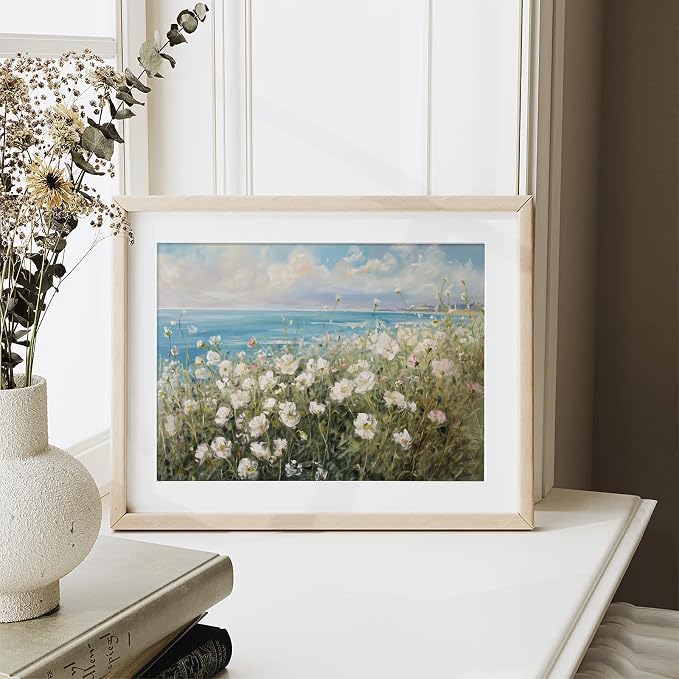 XOCUUI Vintage Farmhouse Canvas Wall Art - Wildflower Field Landscape Painting, Cottage Decor, Natural Oil Painting Wall Art Spring Art For Living Room Bedroom Kitchen - 8" X 10" - Unframed - Image 2