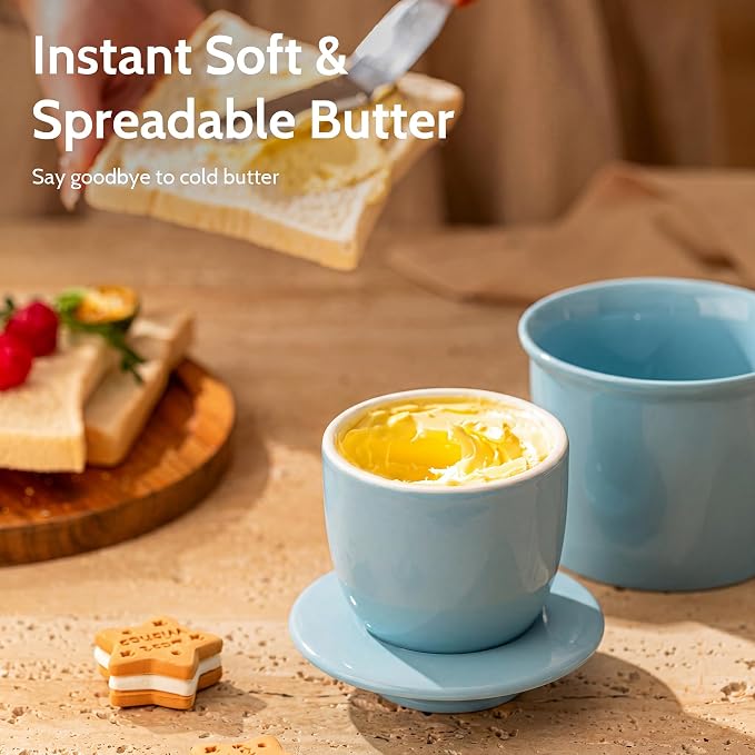 Sweese Counter with Water Line for Fresh Spreadable Butter - French Butter Keeper with Lid - Housewarming Gift For The One Who Has It All - Bluish Grey - Image 7