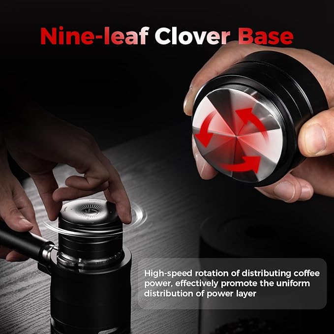 IKAPE 51MM Newly Upgrade Espresso Coffee Distributor, Coffee Dual-Bearing & High-Speed Distribution Tools, Adaptive Height Coffee Tamper Leveler for 51mm Portafilters