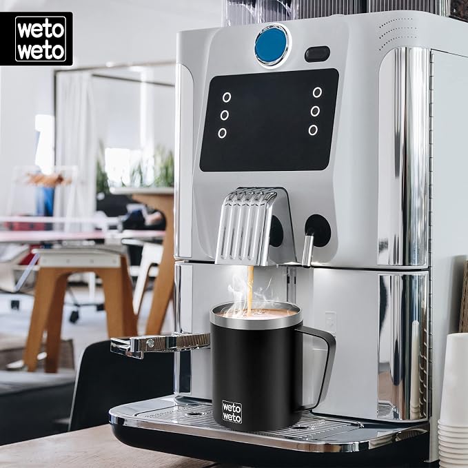 WETOWETO Coffee Mug with Handle, 14oz Insulated Stainless Steel Reusable Coffee Cup, Double Wall Coffee Travel Mug, Powder Coated Black - Image 5