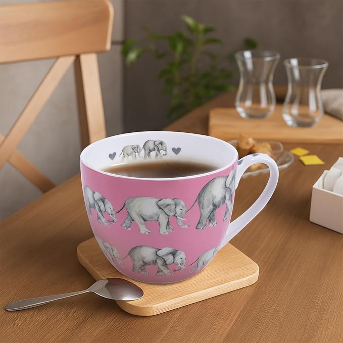 Premium 20 oz Bone China Elephant Hug Mug – Cute Elephant Design for Coffee & Tea, Ideal Holiday, Birthday, and Christmas Gift for Family and Friend, Designed in England by Harvest Green Studio - Image 6
