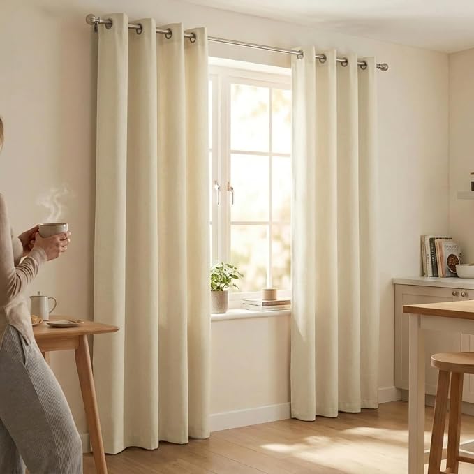 Urban Villa Cotton Grommet Curtains 52x96 (2 Panels) Ivory - Image 9
