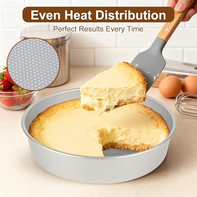 9 Inch Round Cake Pan Set of 2 – Nonstick Cake Pans for Baking, Heavy Duty Steel with Honeycomb Texture, Easy Release & Even Heating, Ideal for Layer Cakes, Cheesecakes & Bakeware Gift Set - Image 5