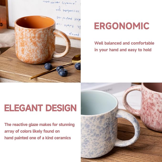 MONITO 12 OZ Coffee Mugs Set of 6, Modern Coffee Mugs Set with handle for Tea/Latte/Cappuccino/Milk/Cocoa. - Image 6