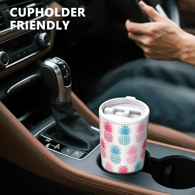 TILUCK 20 oz Insulated Coffee Tumbler with BPA-Free Lid | Travel Coffee Mug, Dishwasher Safe, Cup Holder Friendly, Double-Wall Vacuum Insulation for Hot & Cold Drinks,Pineapple - Image 4