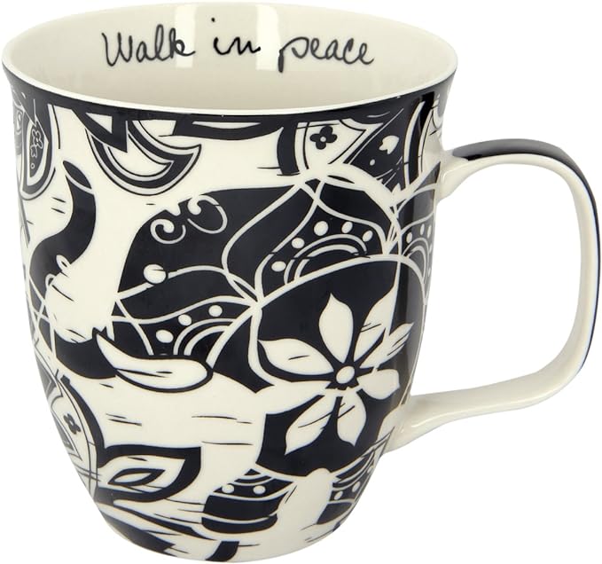 Karma Gifts 14 oz Black and White Boho Mug Elephant - Cute Coffee and Tea Mug - Ceramic Coffee Mugs for Women and Men by KarmaGifts